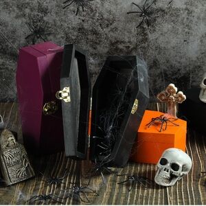 3Pcs Bulk Halloween Wood Mini Coffin Decor